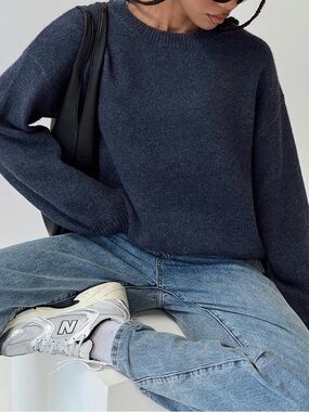 Princess Polly Cozy Navy Crewneck Sweater